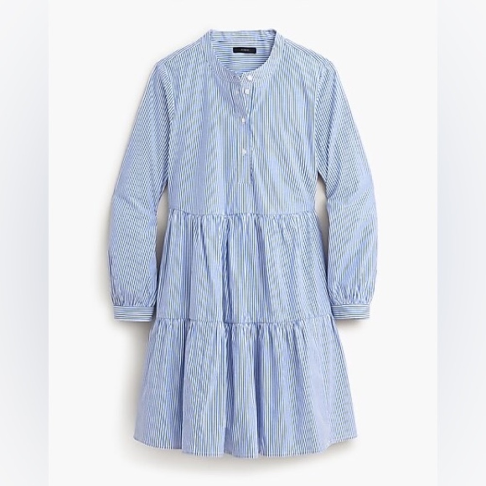 J Crew Factory Striped Stretch Cotton Poplin Dress